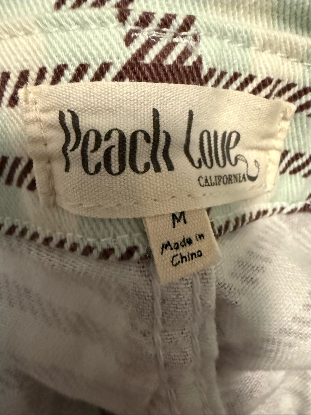 Peach Love California Cream & Brown Plaid Bell Bottom Overalls - Picture 6 of 6